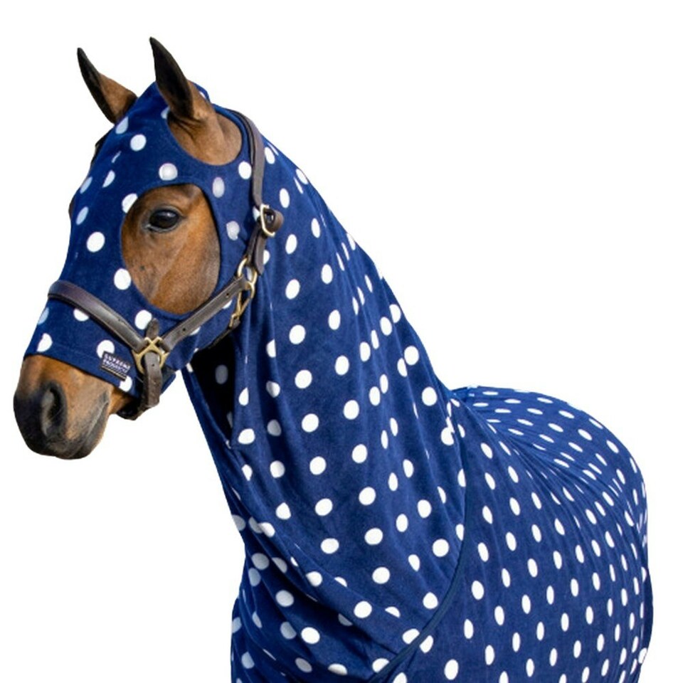 Supreme Products Dotty Fleece Horse Hood - Noble Navy - 13.2 Hands
