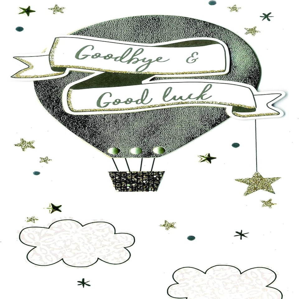 Hot Air Balloon Design Goodbye & Good Luck Hand-Finished Card