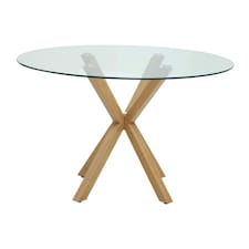 Salford Dining Table With Ash Wood Effect Metal Legs Clear