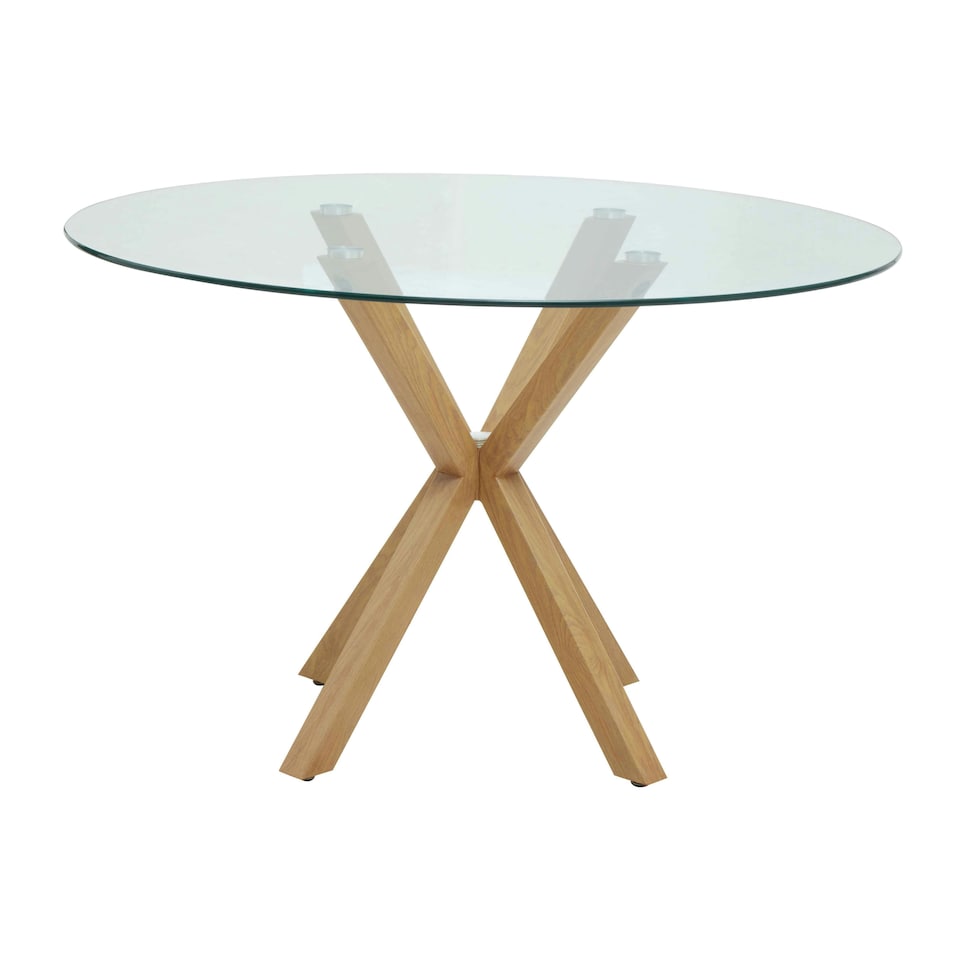 image 1 of Salford Dining Table With Ash Wood Effect Metal Legs Clear