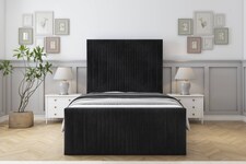 Sloomy Kingsley Black Naples Bed Frame With Mattress With 50" Upholstered Headboard 3' Single
