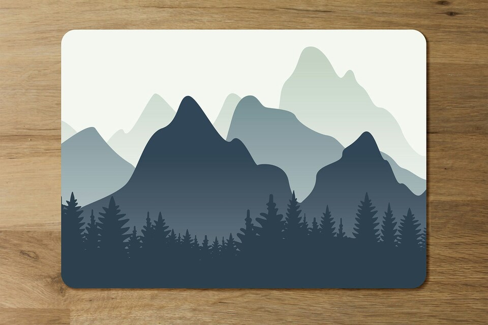image 1 of mountain landscape illustration (Placemat & Coaster Set)