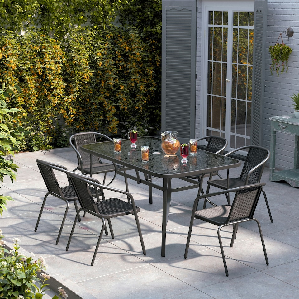 image 1 of Living and Home 150cm Tempered Glass Outdoor Coffee Table （Chair Not Included）