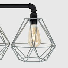 ValueLights Luiggi Matte Black Semi-Flush Light with Grey Tapered Shade and E27 Pear LED 4W Warm White 2700K Bulb