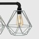 image 1 of ValueLights Luiggi Matte Black Semi-Flush Light with Grey Tapered Shade and E27 Pear LED 4W Warm White 2700K Bulb