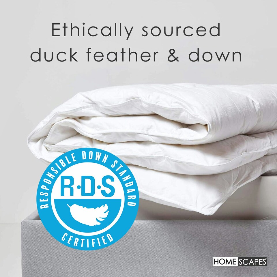 image 1 of Homescapes Duck Feather and Down 15 Tog Duvet for Winter, Single