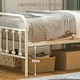 image 5 of HOMCOM 3ft Metal Single Platform Bed Frame w/ Underbed Storage Headboard White