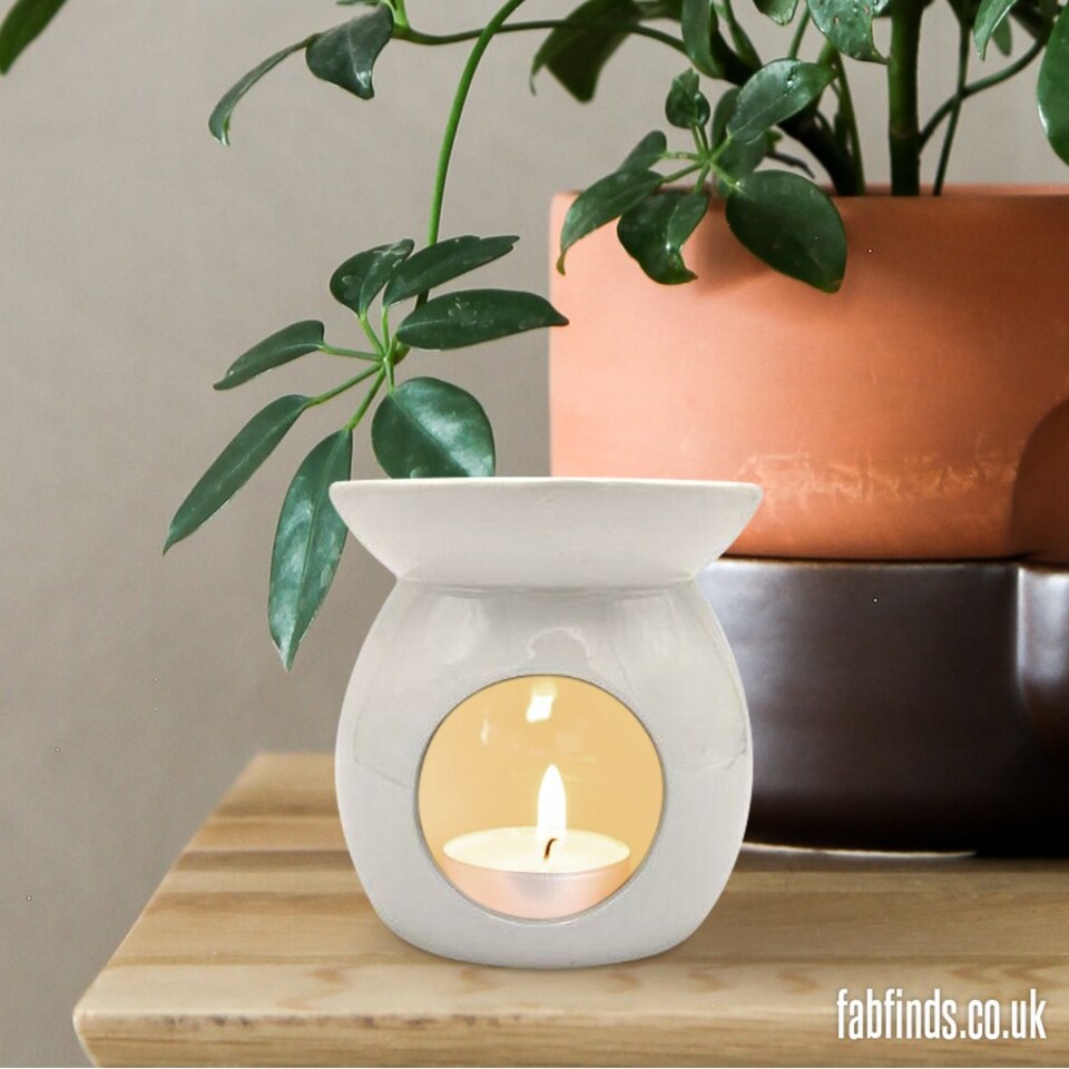 image 1 of White Ceramic Oil Wax Melt Burner 10cm | White | 1 - White | One Size | 1