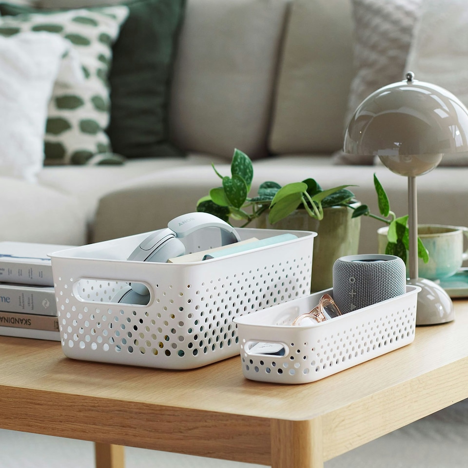 image 1 of SmartStore Essence Medium White Organiser Tray Storage Basket, 5.6L White
