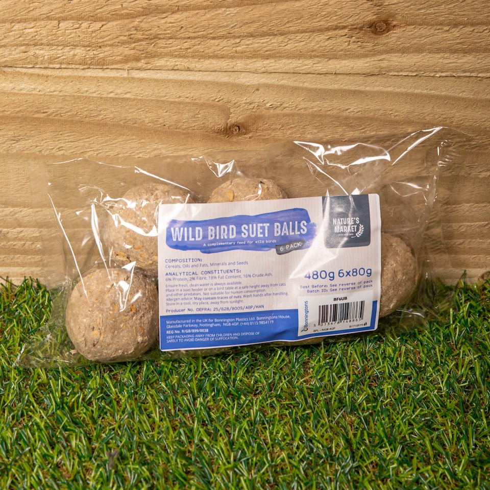 image 1 of Pack of 6 Bird Wildlife Nutritional Suet Fat Balls