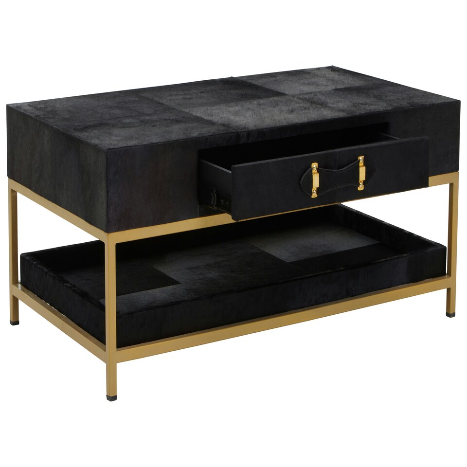 image 1 of Kensington Townhouse Hair On Hide Black And Gold Coffee Table Black