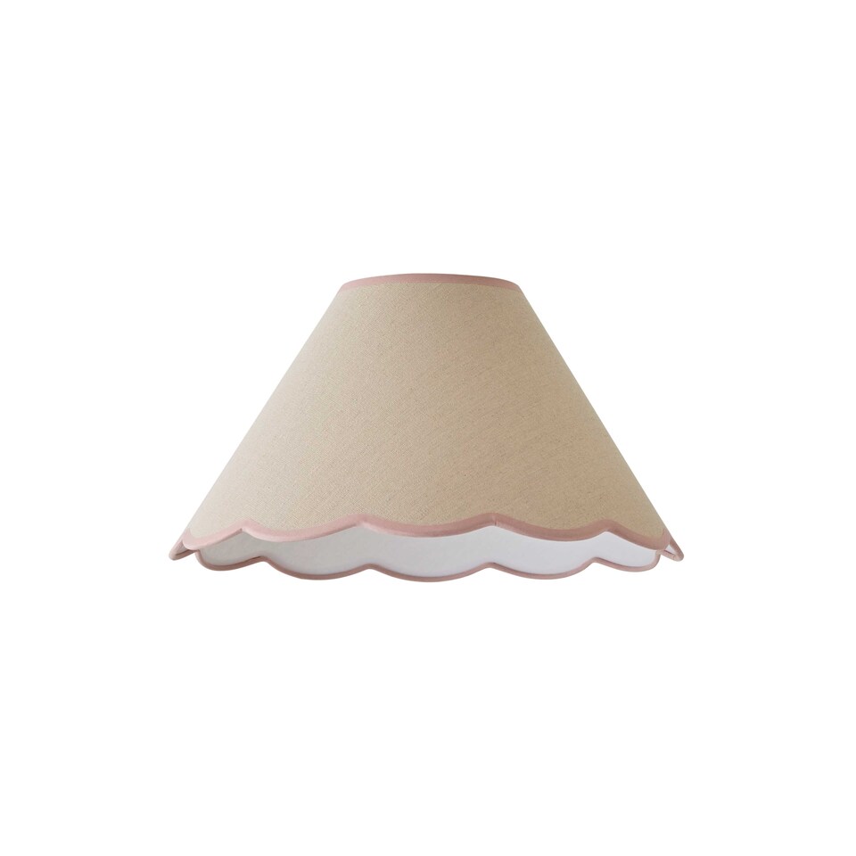 image 1 of ValueLights Florie Natural Large Taper Lamp Shade Scallop Pink Trim | Pink