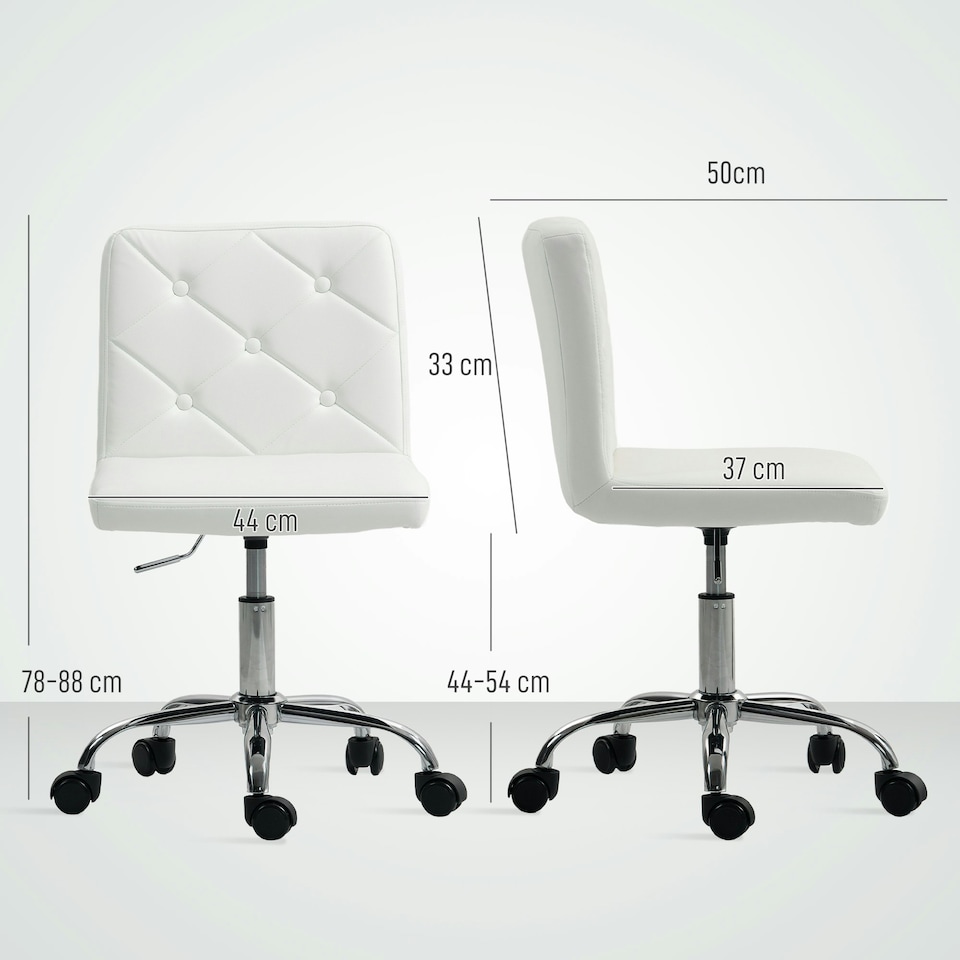 image 1 of HOMCOM Modern Vanity Computer Desk Chair with Rolling Wheels, White White