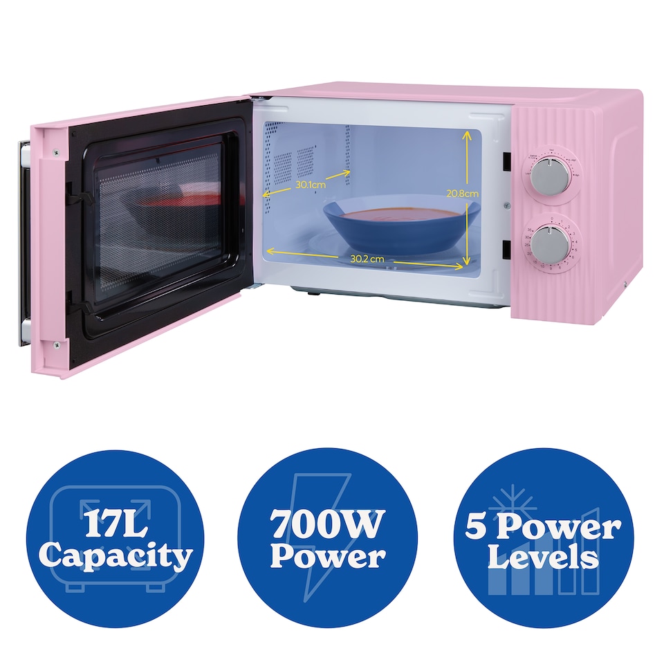 image 1 of Russell Hobbs Manual Microwave Eden 17L with 5 Power Levels Pink RHMM725RP
