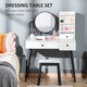 image 3 of HOMCOM Dressing Table Set with Mirror and Stool, Vanity Makeup Table with 3 Drawers and Open Shelves for Bedroom, Living Room, White