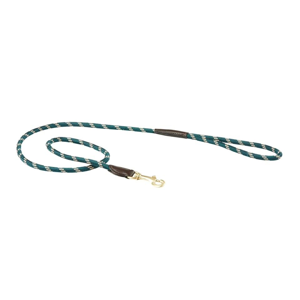 Weatherbeeta Rope Leather Dog Lead - Hunter Green/Brown - 1.2m