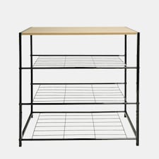 OHS 4 Tier Home Hallway Bedroom Shoe Storage Organiser Wire Shelving Unit - Black