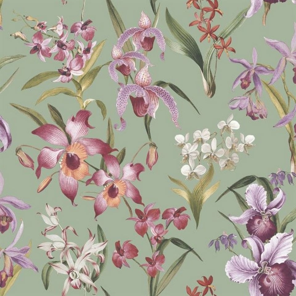 image 1 of Rasch Maya Floral Wallpaper - Sage Green - 10m x 53cm Green