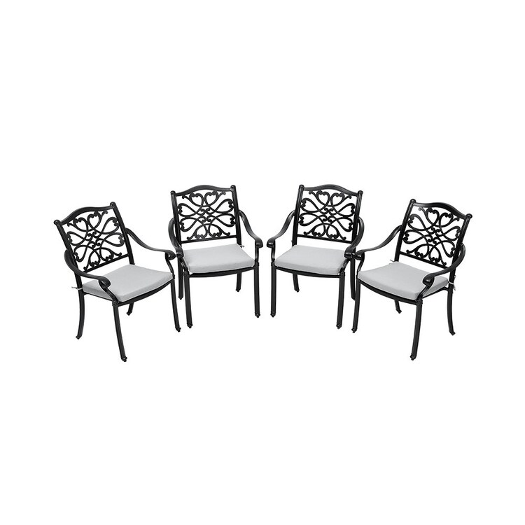Living And Home Aluminum Outdoor Patio Dining Armchair With Cushion X4