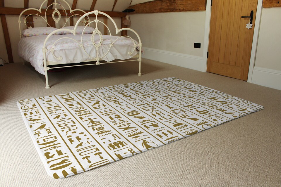 image 1 of Acient Egyptian Heiroglyphs Rug | Multi