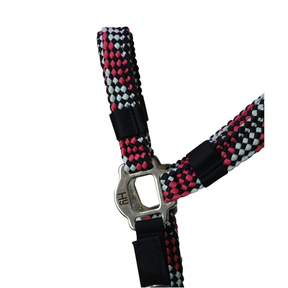 image 1 of Hy Adjustable Horse Headcollar and Leadrope - Grey/Pink/Mint - Pony