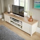 image 2 of Console TV Stand Television Unit Living Room Furniture Oak Solid | White