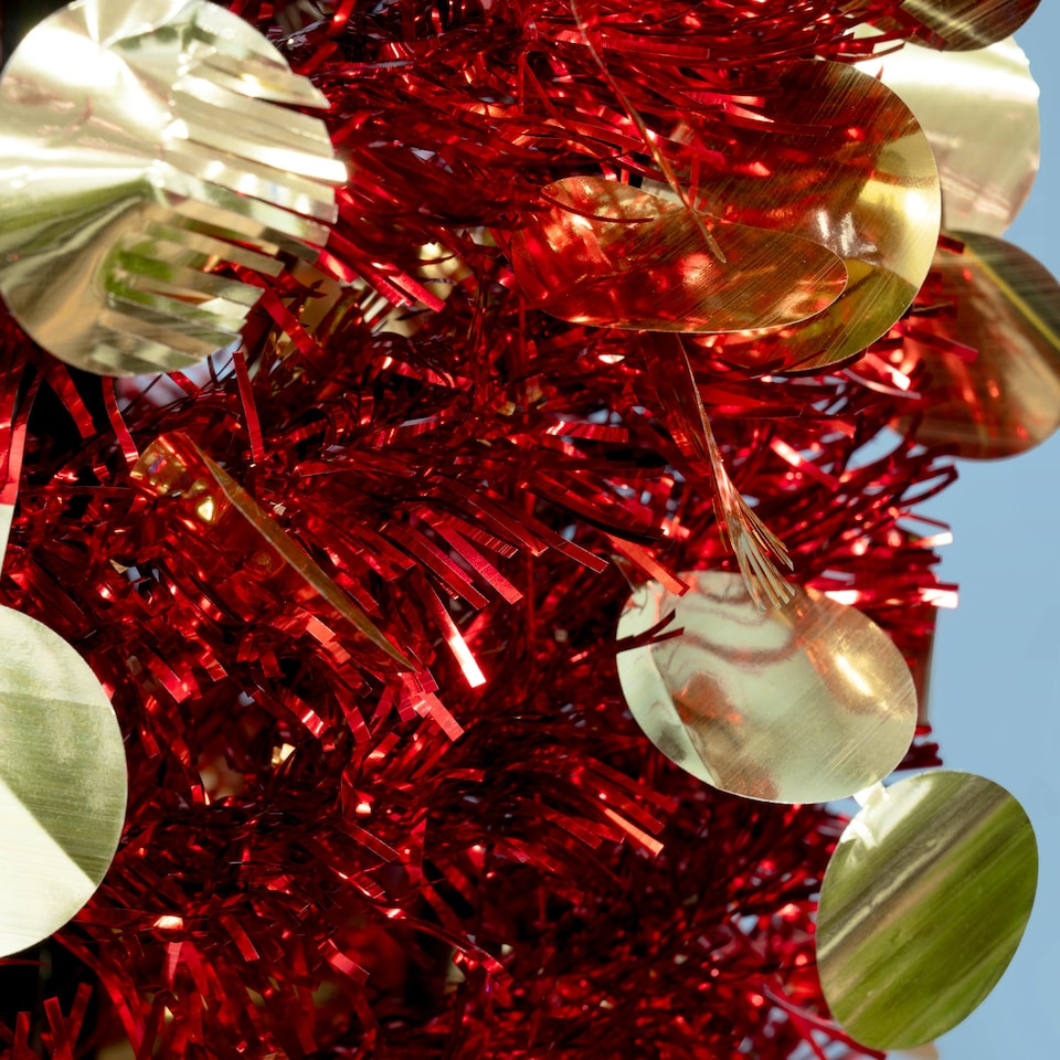 image 1 of Christmas Tree World  7ft/210cm Slim Tinsel Pop Up Christmas Tree - Red