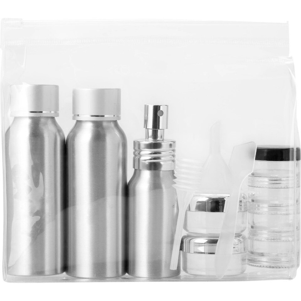 image 1 of Bullet Frankfurt Airline Approved Alu Travel Bottle Set - Transparent/Silver - 16.5 x 4.1 x 15cm | Grey