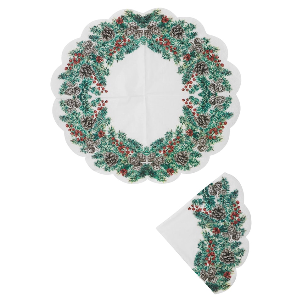 image 1 of Christmas Novelty Napkins Table Decoration Round Xmas Decor Floral Mix Pack | Multi | Mix Pack of 24