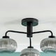 image 2 of ValueLights Amaia Matte Black IP44 3 Way Smoked Ribbed Glass Ceiling Light with LED Bulbs