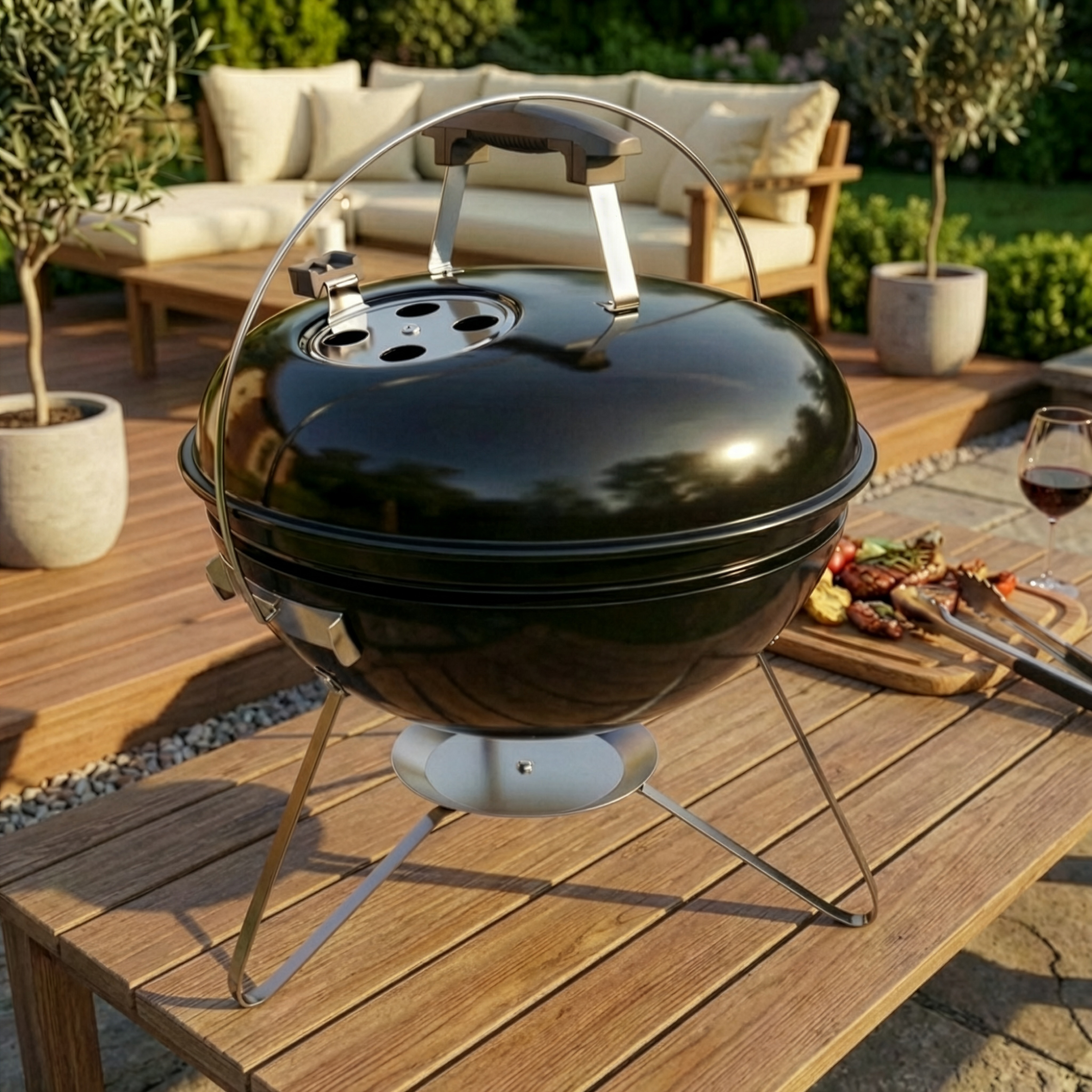 Garden Vida Outdoor Kansas Portable Small BBQ Grill - Black