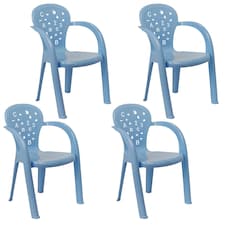 Coloured Plastic Kids Chairs Stackable Nursery Indoor Outdoor Party Garden Play | Blue | 4 Pcs Blue | 4