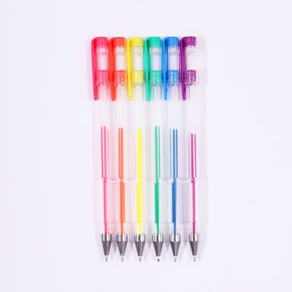 image 1 of Pack of 6 Vibrant Neon Colours Gel Pens