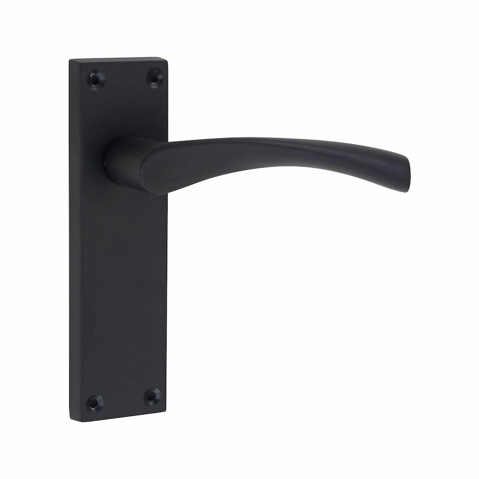 image 1 of Golden Grace 5 Pairs Victorian Scroll Astrid Door Handles Latch in Matt Black Finish - 150mm x 40mm Backplate Black