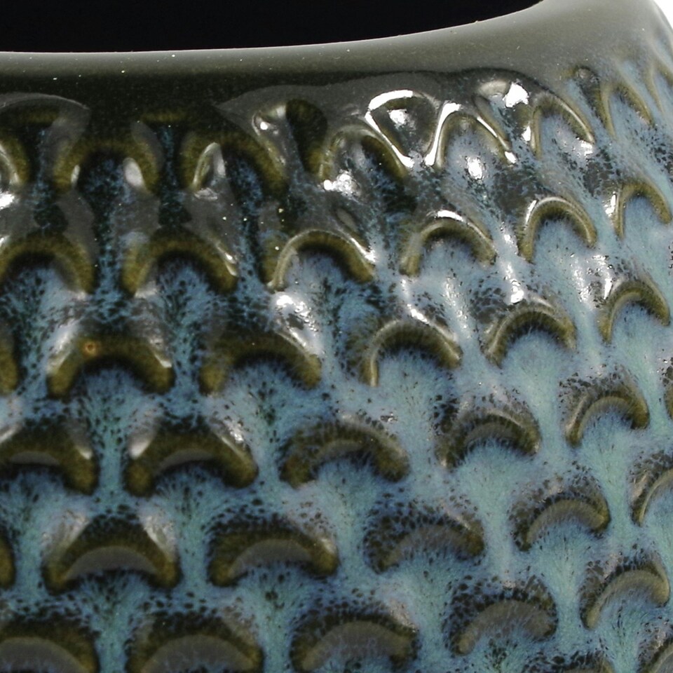image 1 of Blue Ceramic Plant Pot 15 x 15 x 12.5cm