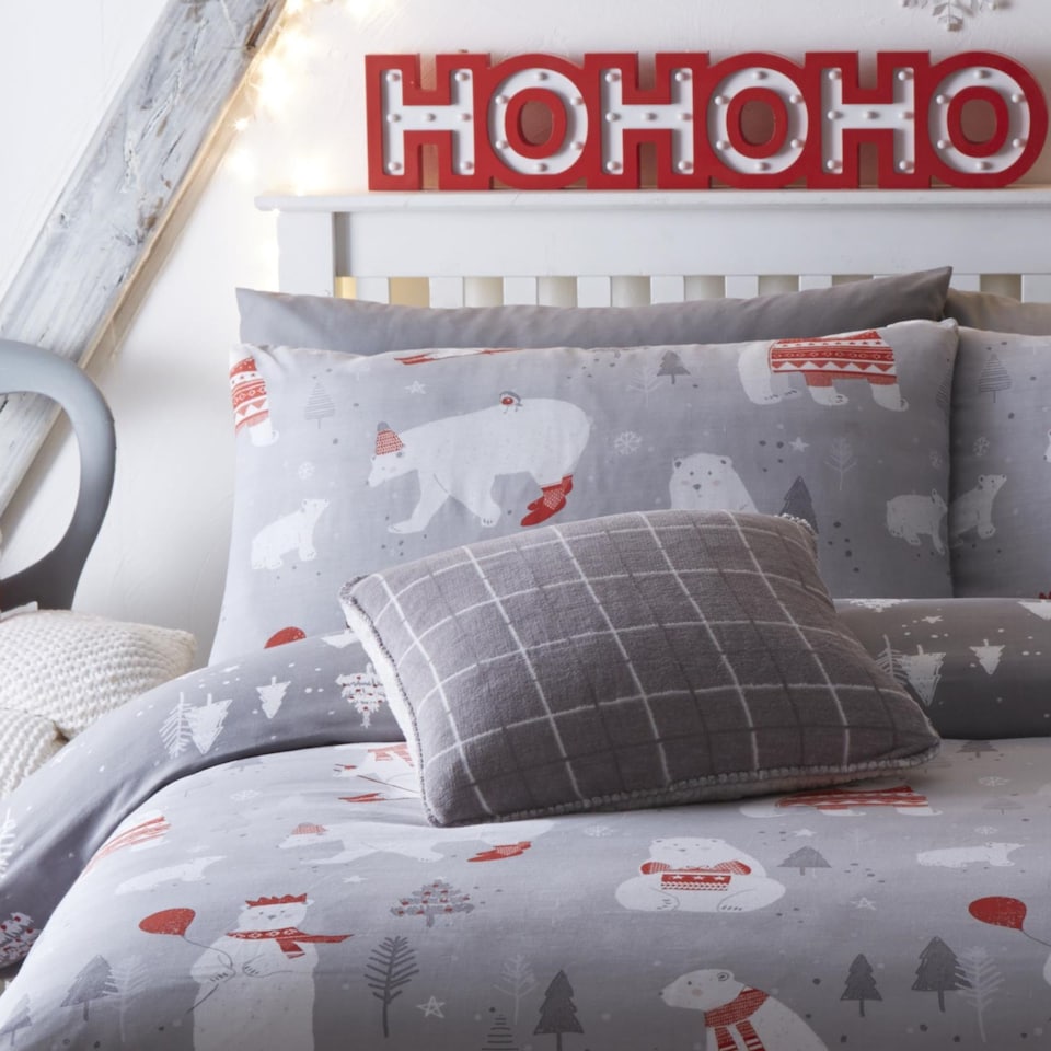 image 1 of Bedlam Polar Bears Duvet Cover Set Silver