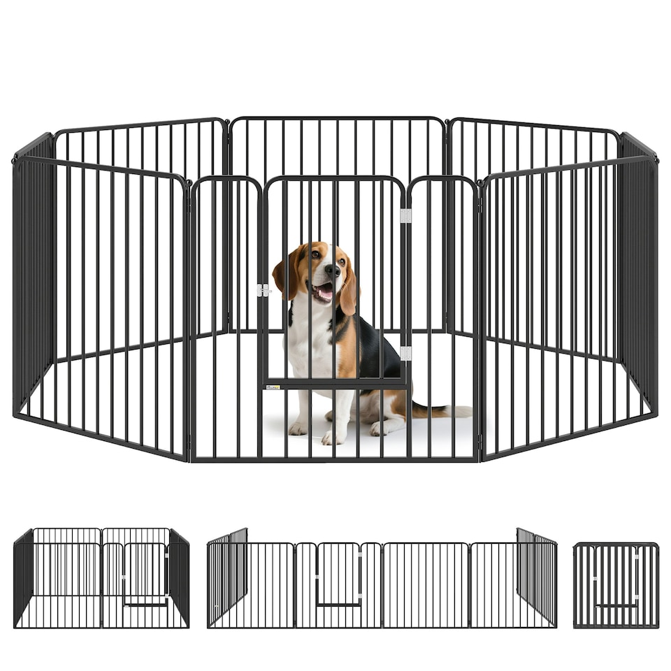 image 1 of PawHut 80cm 8 Panels Heavy-Duty Dog Playpen for Small, Medium Dogs