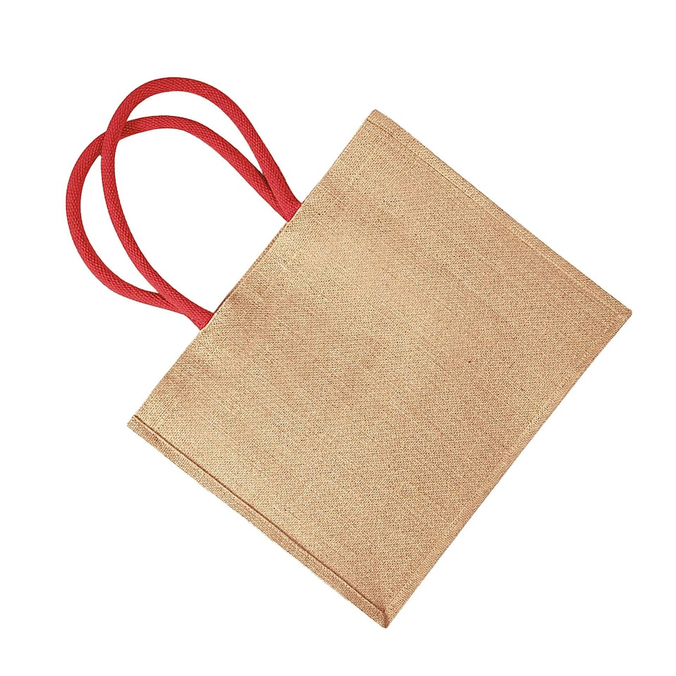 image 1 of Westford Mill Classic Jute Shopper Bag (21 Litres) - Natural/Bright Red - One Size