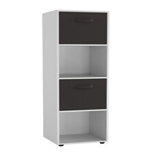 4 -Cube Tall Shelving Unit With Non Woven Inserts | White | White & Black | 1