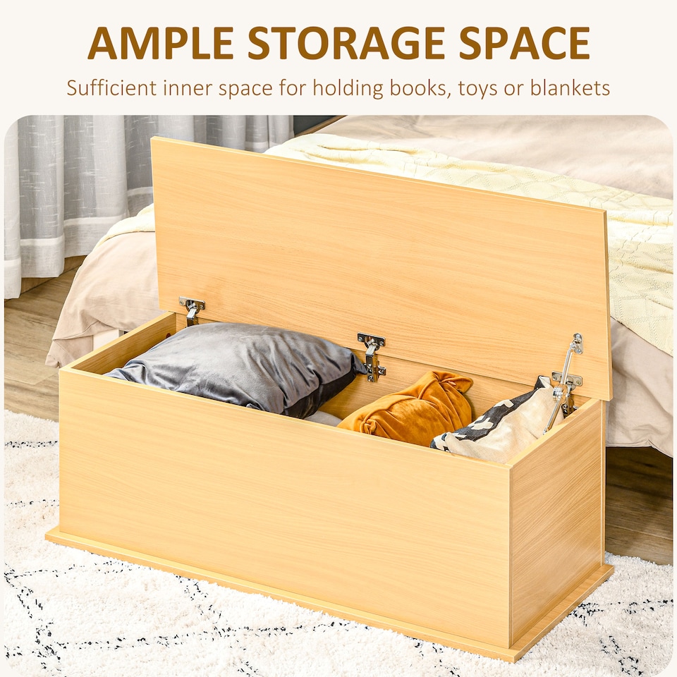 image 1 of HOMCOM Storage Chest With Lid, 114L Storage Box, Burlywood