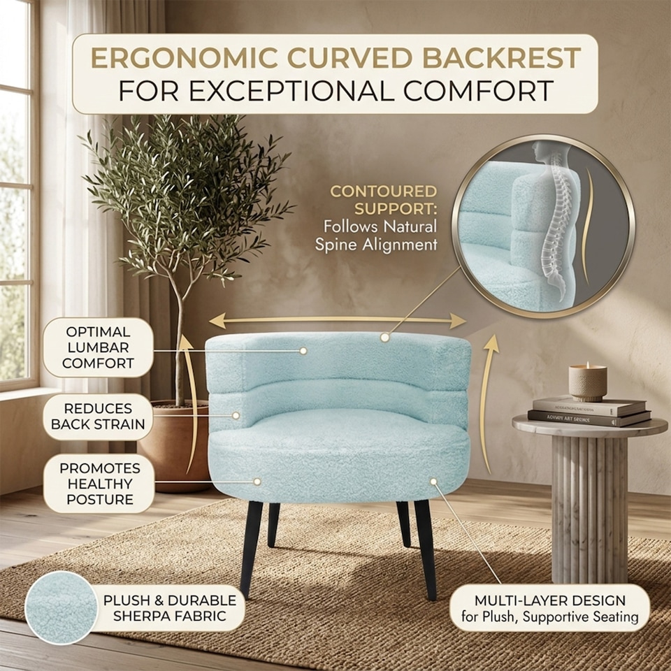 image 1 of Alivio Sherpa Teddy Fleece Accent Chair for Living Room, Bedroom & Office (Sky Blue)