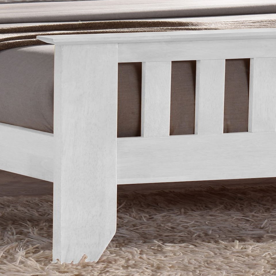 image 1 of 3ft Single White Shaker Wood Wooden Bed Frame Bedstead High Foot End