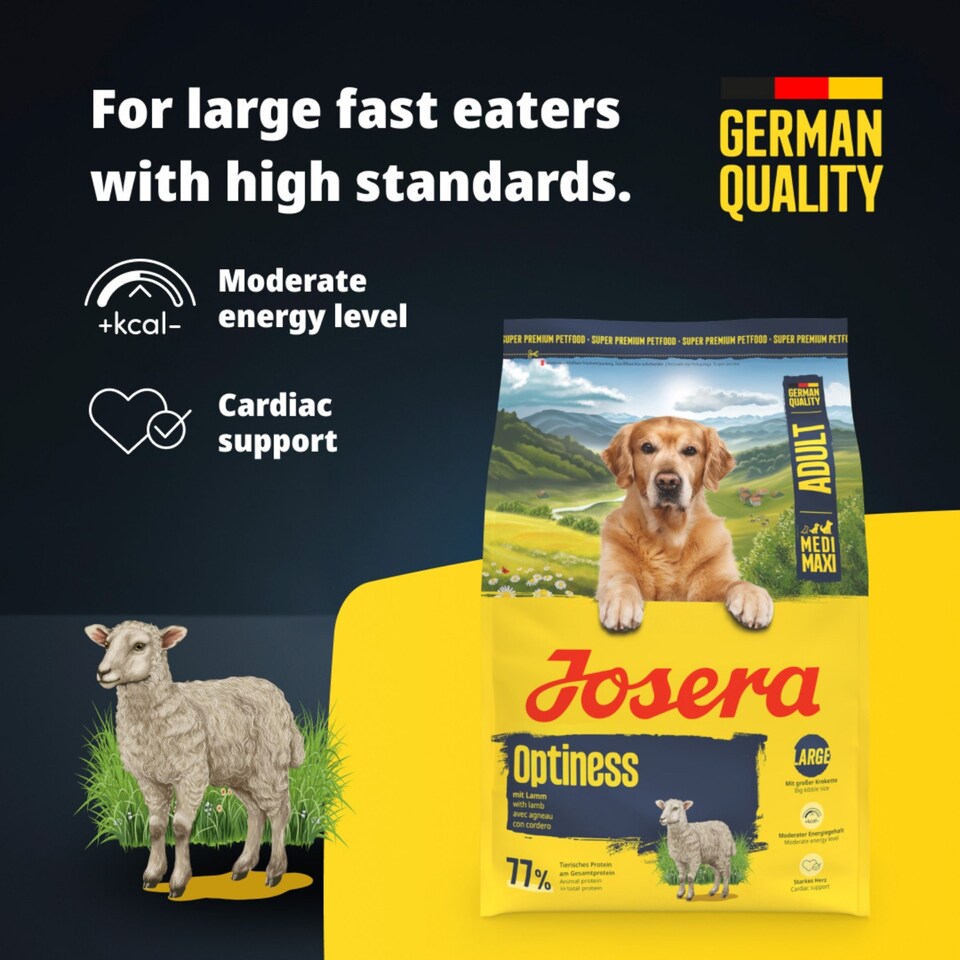 image 1 of Josera Adult Optiness complete dog food | With Chicken & Lamb | Medium & large breeds | Cardiac support | Joint support | Green-Lipped Mussel Meat | 3kg