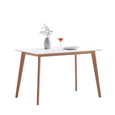 Furniturebox Sofia Rectangular Dining Table - White Top and Wood Legs
