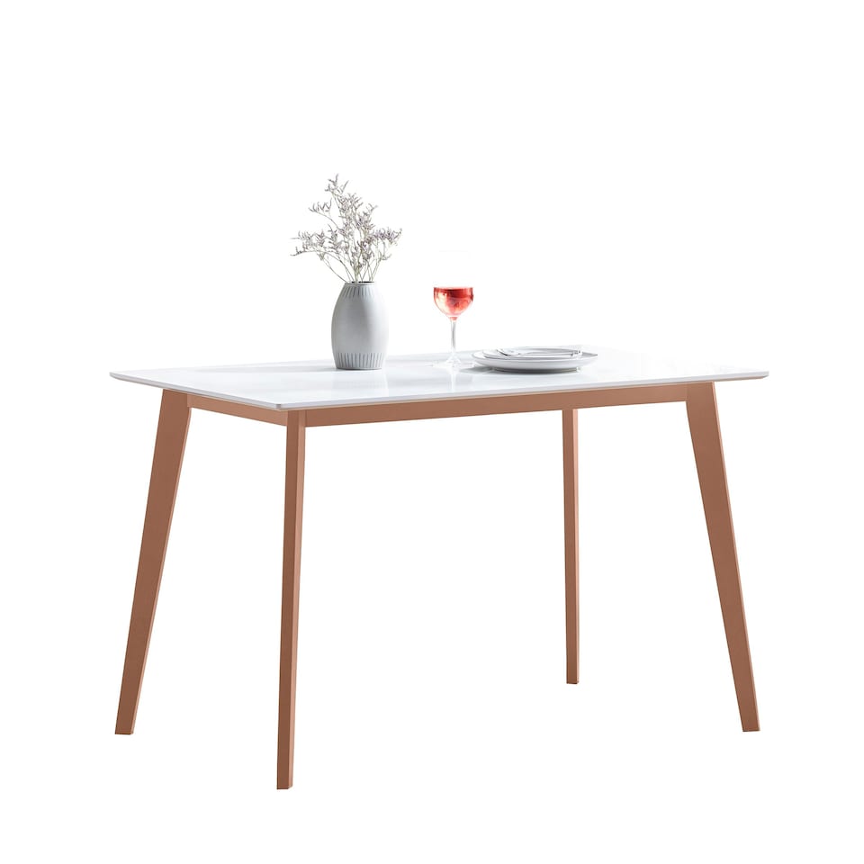 image 1 of Furniturebox Sofia Rectangular Dining Table - White Top and Wood Legs