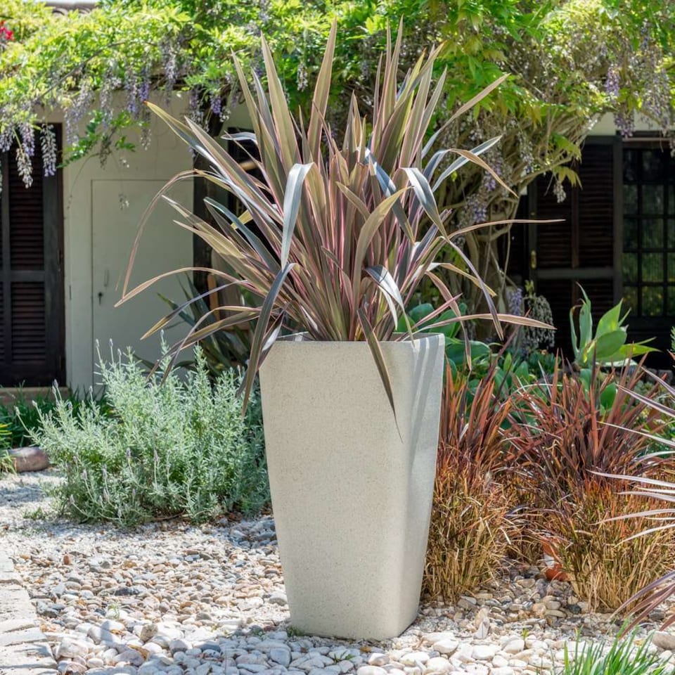 image 1 of Primrose Stone Effect Resin Indoor Outdoor Flared Planter Trough in White 76cm