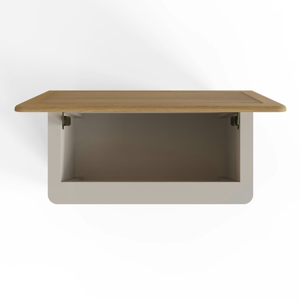 image 1 of Faire Ottoman Blanket Box in Dove Grey with Oak Top Grey