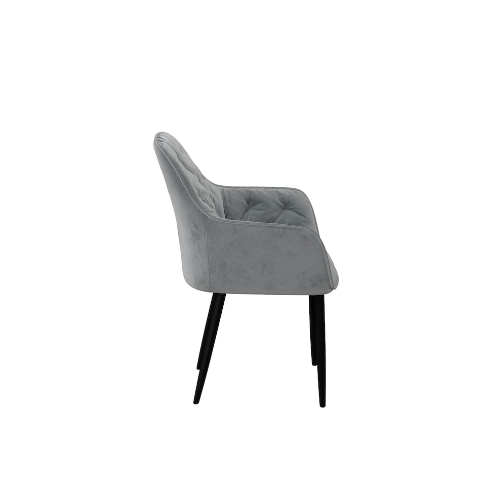image 1 of Set Of 6 Anika Modern Velvet Dining Chair Padded Seat Metal Legs (Grey)