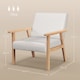 image 3 of HOMCOM Modern Armchair, Linen Upholstered Sofa with Solid Wood Legs and Wide Seat, Accent Chair for Living Room Bedroom Office, Cream White