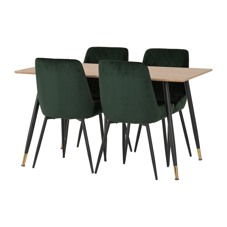 image 1 of Hamilton & Avery Medium Indoor Dining Set - Medium Oak Effect - Emerald Green Velvet